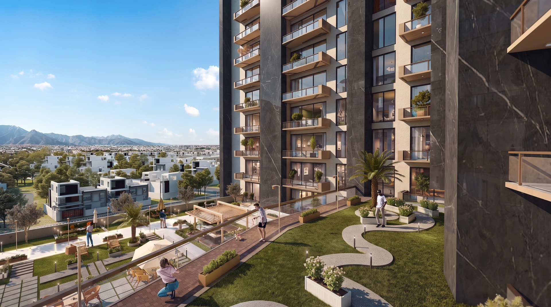 The Residences landscaped podium and amenities rendering